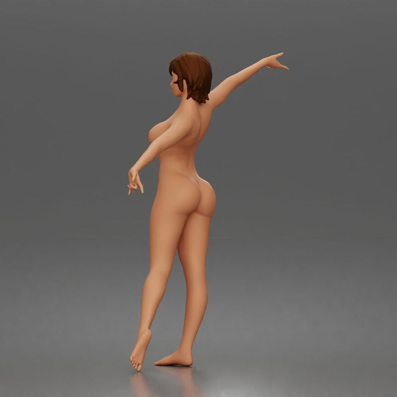 naked Woman dances balancing bottoms barefoot - Only-Games