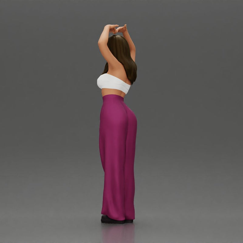 woman striking a heart-shaped pose with joyful energy - Only-Games