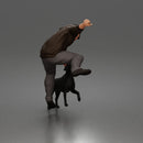 Brave Man Rescuing Dog While Wearing Casual Hoodie and Pants