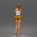 woman Drinking In Camisole Ruffled Mini Skirt Slides