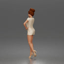 Graceful Woman Posing Elegantly in Minimal Short Dress and Heel