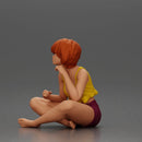 Girl with orange hair holding umbrella sitting in thoughtful pose - Only-Games