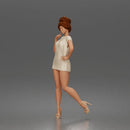 Graceful Woman Posing Elegantly in Minimal Short Dress and Heel