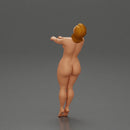 Naked girl leaning back holding hands enjoying a playful dance moment - Only-Games