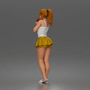 woman Drinking In Camisole Ruffled Mini Skirt Slides