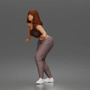 Skater girl balances gracefully wearing crop top jogger pants sneakers 1-64 - Only-Games
