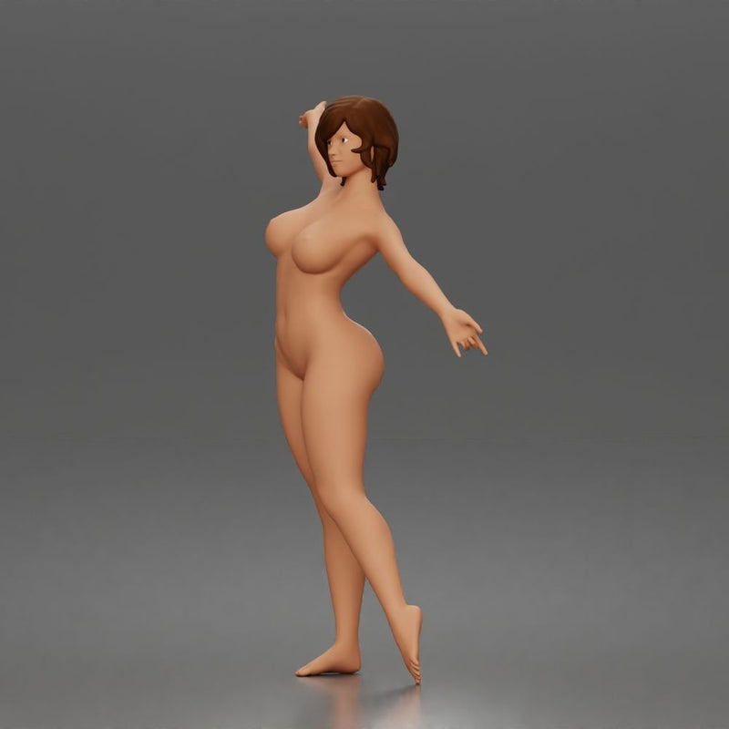 naked Woman dances balancing bottoms barefoot - Only-Games