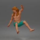 Surfer Man Riding Surfboard Shirtless Board Shorts