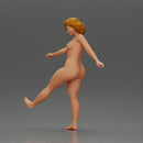 Naked Woman joyfully kicks her leg with energy - Only-Games