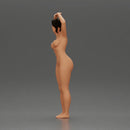 Naked Brunette woman stretching with elegant ballet pose - Only-Games