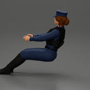 Focused officer in blue uniform driving seated holding steering wheel - Only-Games
