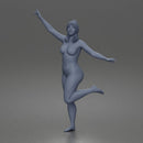 Naked Woman Dancing in Hat With Raised Arms Pose