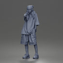 Standing Pointing In Baggy Tee Shorts Long Socks Sneakers Beanie