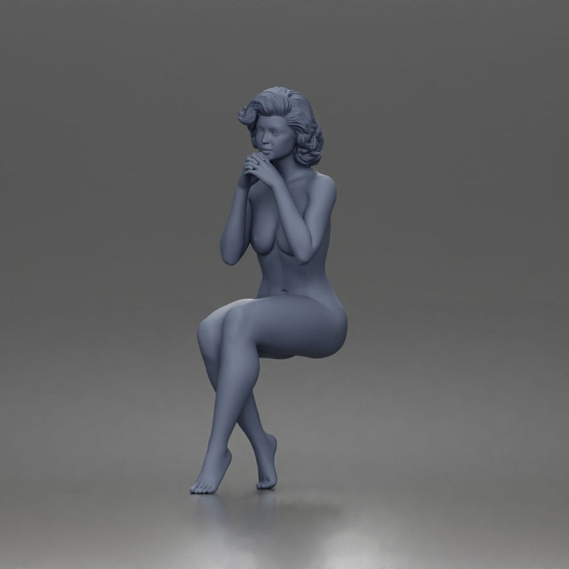 Naked Sitting Woman Clasping Hands - Only-Games