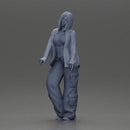 Skater girl wearing crop top cargo pants relaxed pose - Only-Games