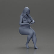 Naked Blonde woman sitting applies hand cream - Only-Games