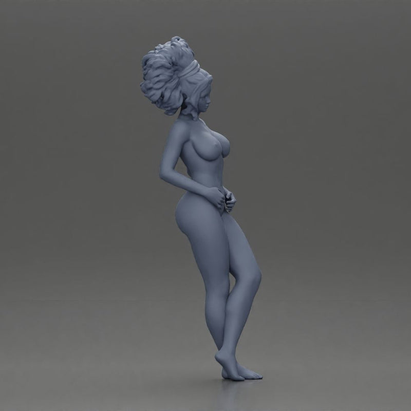 Naked woman posing confidently with voluminous hair - Only-Games