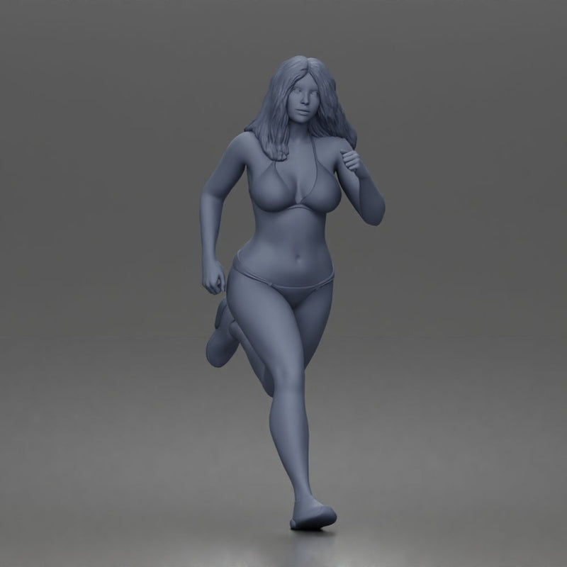 Running woman wearing bikini top with sneakers sprinting - Only-Games
