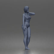 Relaxed casual woman character standing pose in tank top underwear - Only-Games