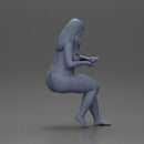 Naked Blonde woman sitting applies hand cream - Only-Games