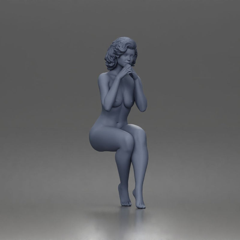 Naked Sitting Woman Clasping Hands - Only-Games