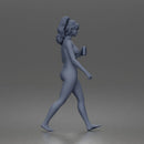 Naked Girl Walking Confidently with Drink