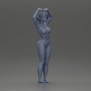 Naked Brunette woman stretching with elegant ballet pose - Only-Games
