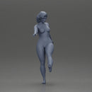 Naked Woman joyfully kicks her leg with energy - Only-Games