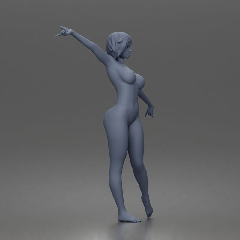 naked Woman dances balancing bottoms barefoot - Only-Games