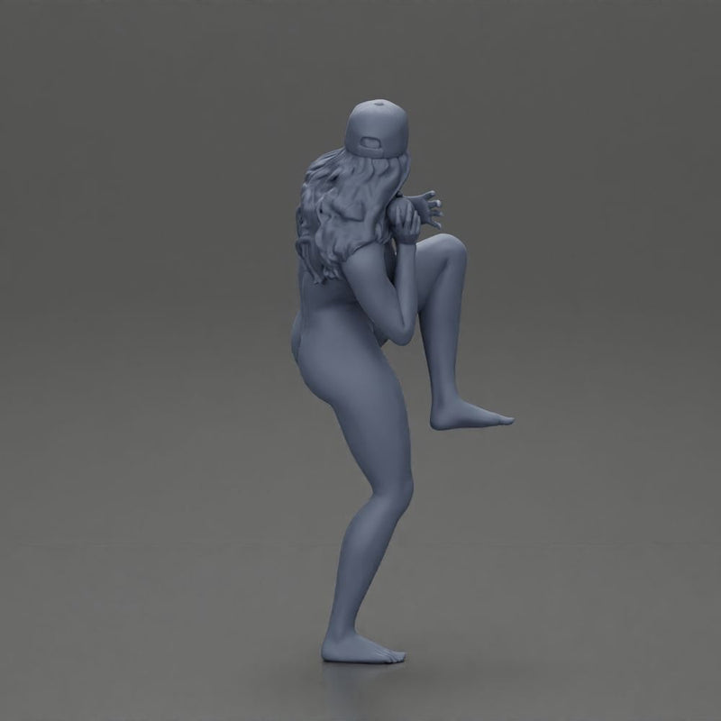 Naked Preparing for a Baseball Play with a Quick Leg Lift - Only-Games