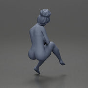 Naked Relaxed girl sipping coffee enjoying a peaceful moment on the beach - Only-Games