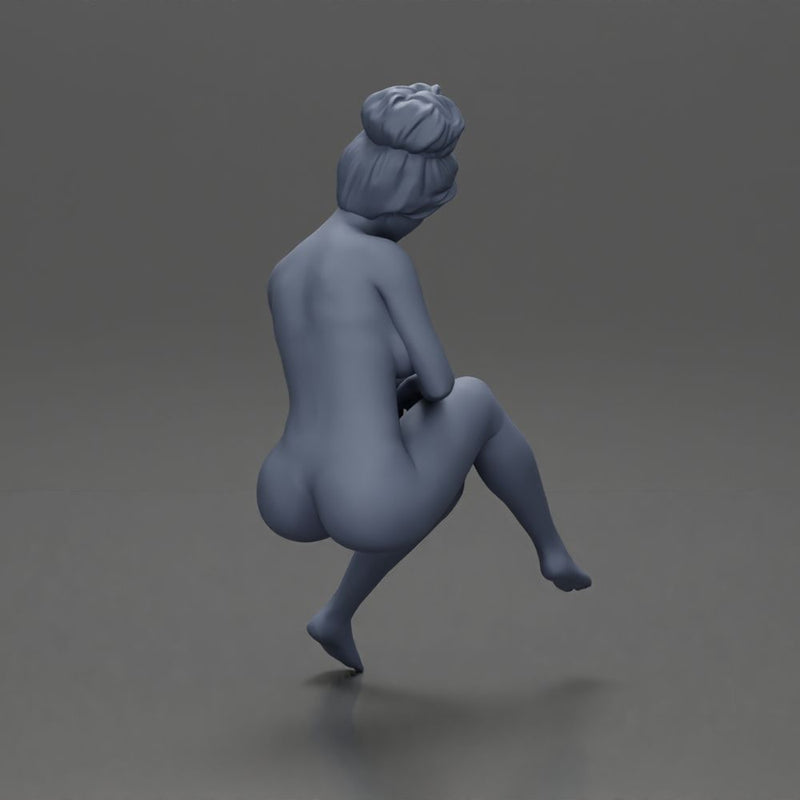 Naked Relaxed girl sipping coffee enjoying a peaceful moment on the beach - Only-Games