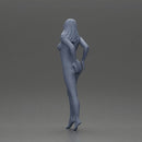 Naked Long black haired woman with one hand on her hip - Only-Games