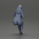 Naked Blonde woman sitting applies hand cream - Only-Games