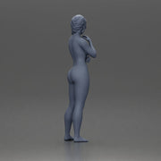 naked Woman Posing Thoughtfully with Hand on Her Chin - Only-Games