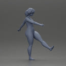 Naked Woman joyfully kicks her leg with energy - Only-Games