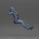 Woman in red outfit stretching arms wide while sitting on motorcycle - Only-Games