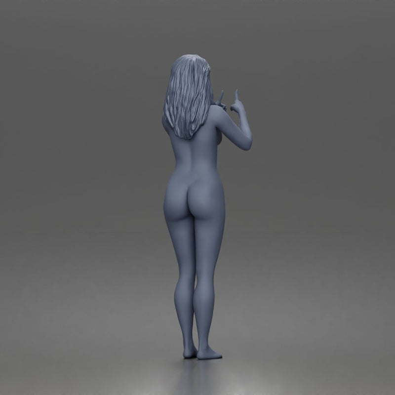 naked woman pointing upward