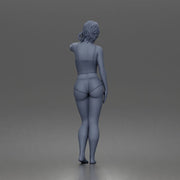Relaxed casual woman character standing pose in tank top underwear - Only-Games