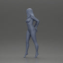 Naked Long black haired woman with one hand on her hip - Only-Games