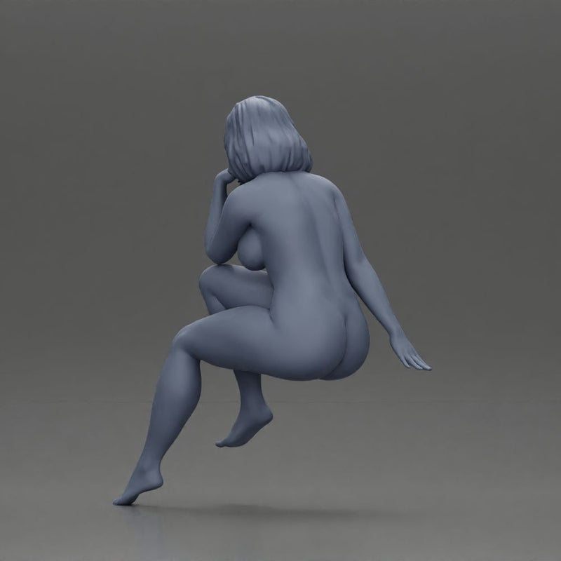 Naked Blonde Woman Sitting Gracefully - Only-Games