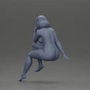 Naked Blonde Woman Sitting Gracefully - Only-Games