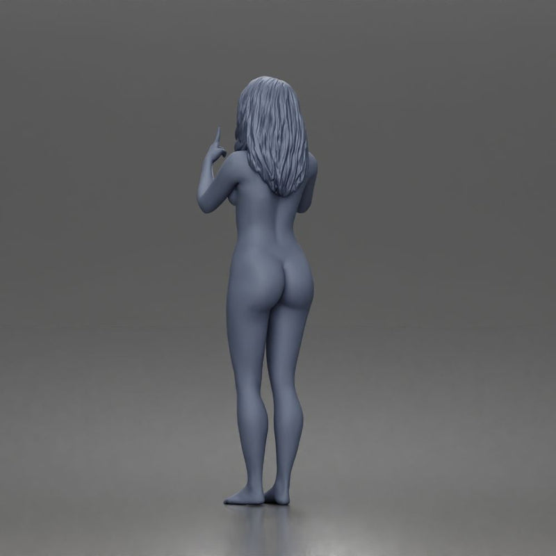 naked woman pointing upward