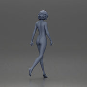 Naked Woman with curly hair walking - Only-Games