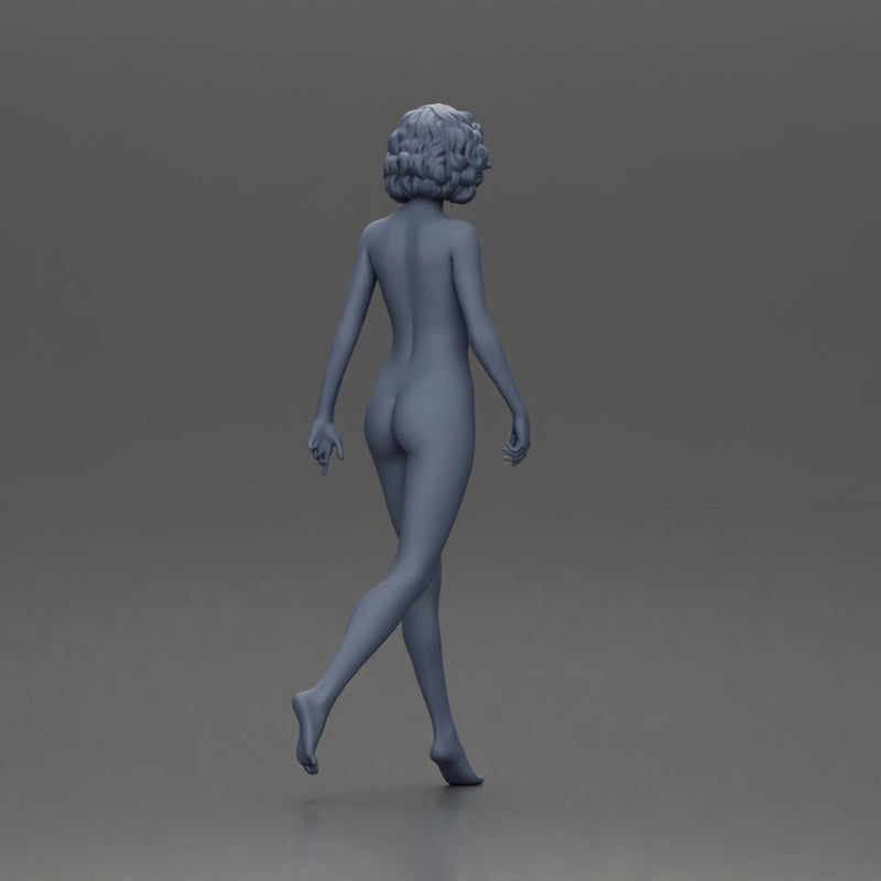 Naked Woman with curly hair walking - Only-Games