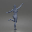 Naked Woman Dancing in Hat With Raised Arms Pose