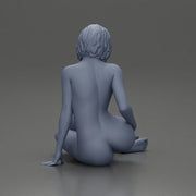 Naked Woman sitting gracefully on the floor with a relaxed pose - Only-Games