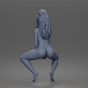 naked woman sitting with long hair - Only-Games