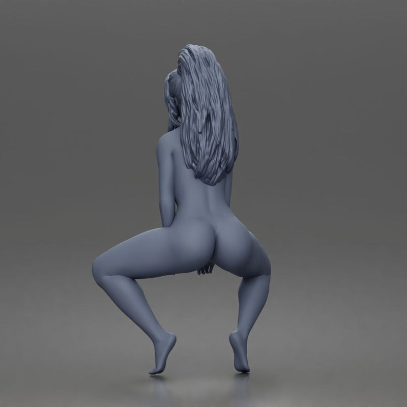 naked woman sitting with long hair - Only-Games