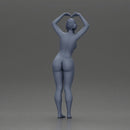 Naked Brunette woman stretching with elegant ballet pose - Only-Games